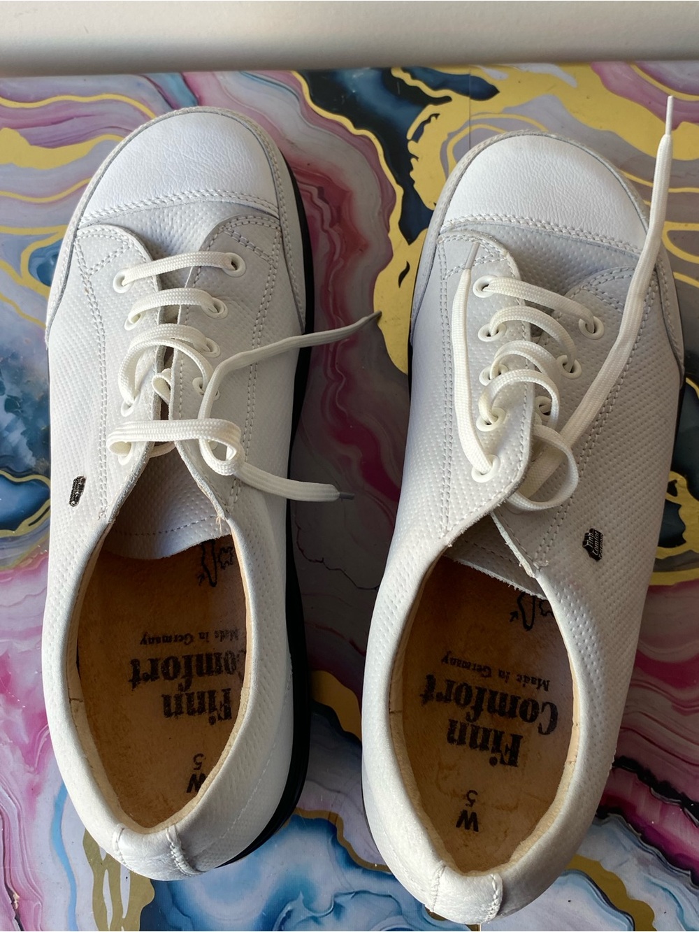 Finn Comfort White Perforated Leather Lace Up Walking Sneaker Shoes UK 5 US 7.5 - Picture 3 of 13